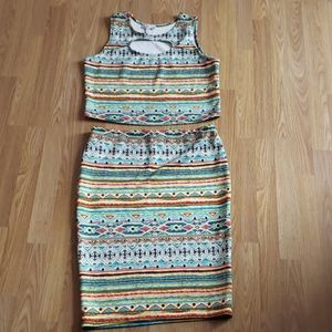 Plus size 2X crop top midi skirt set festival wear